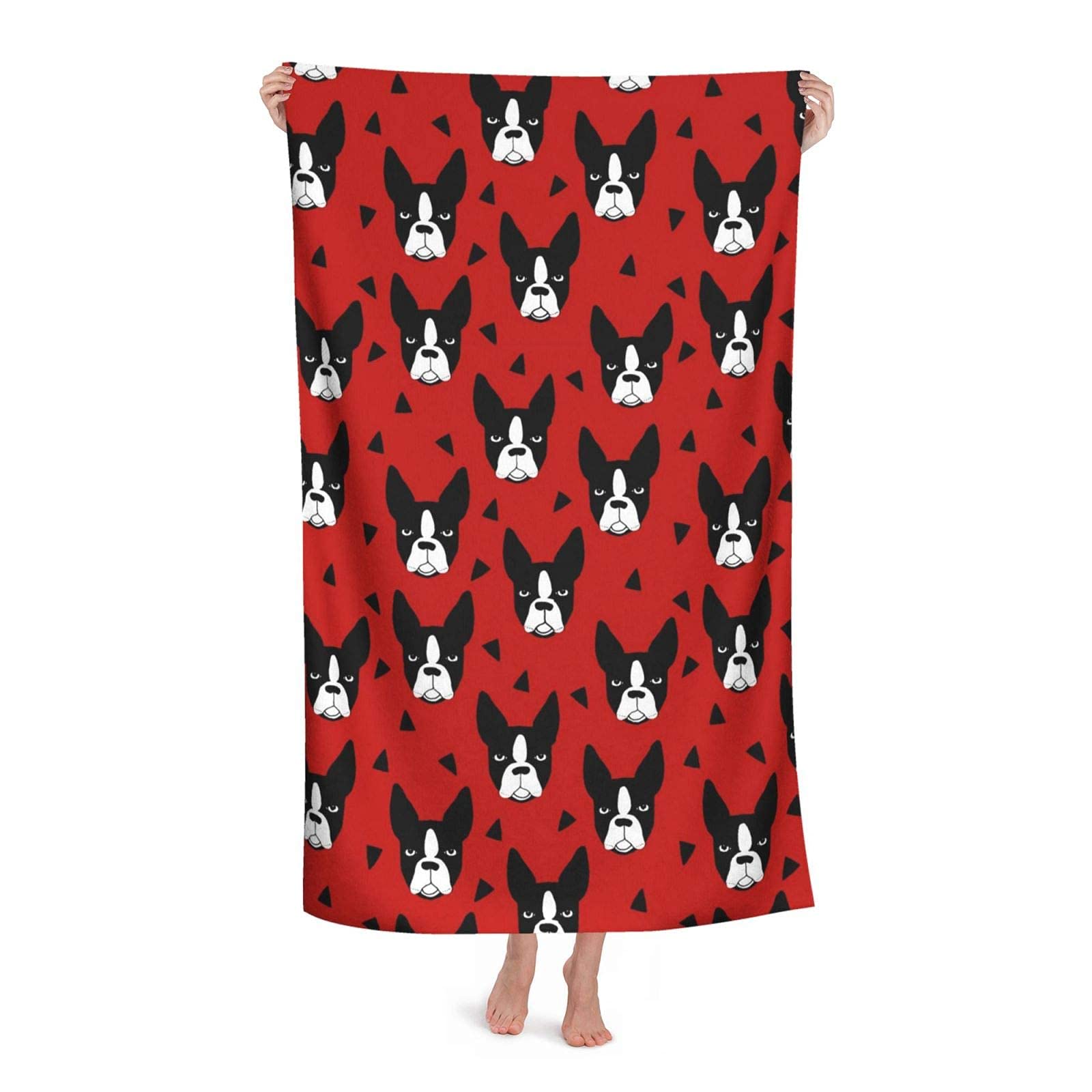 ASDTEHCY Telo mare, telo da bagno Boston Terrier, asciugamano da palestra, super assorbente, microfibra morbida ad asciugatura rapida, leggero