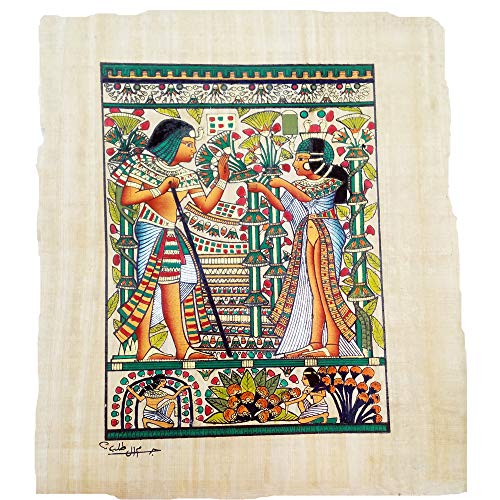 Papyrus égyptien de Toutânkhamon peint à la main, tableau égypte antique véritable 33 x 43 cm