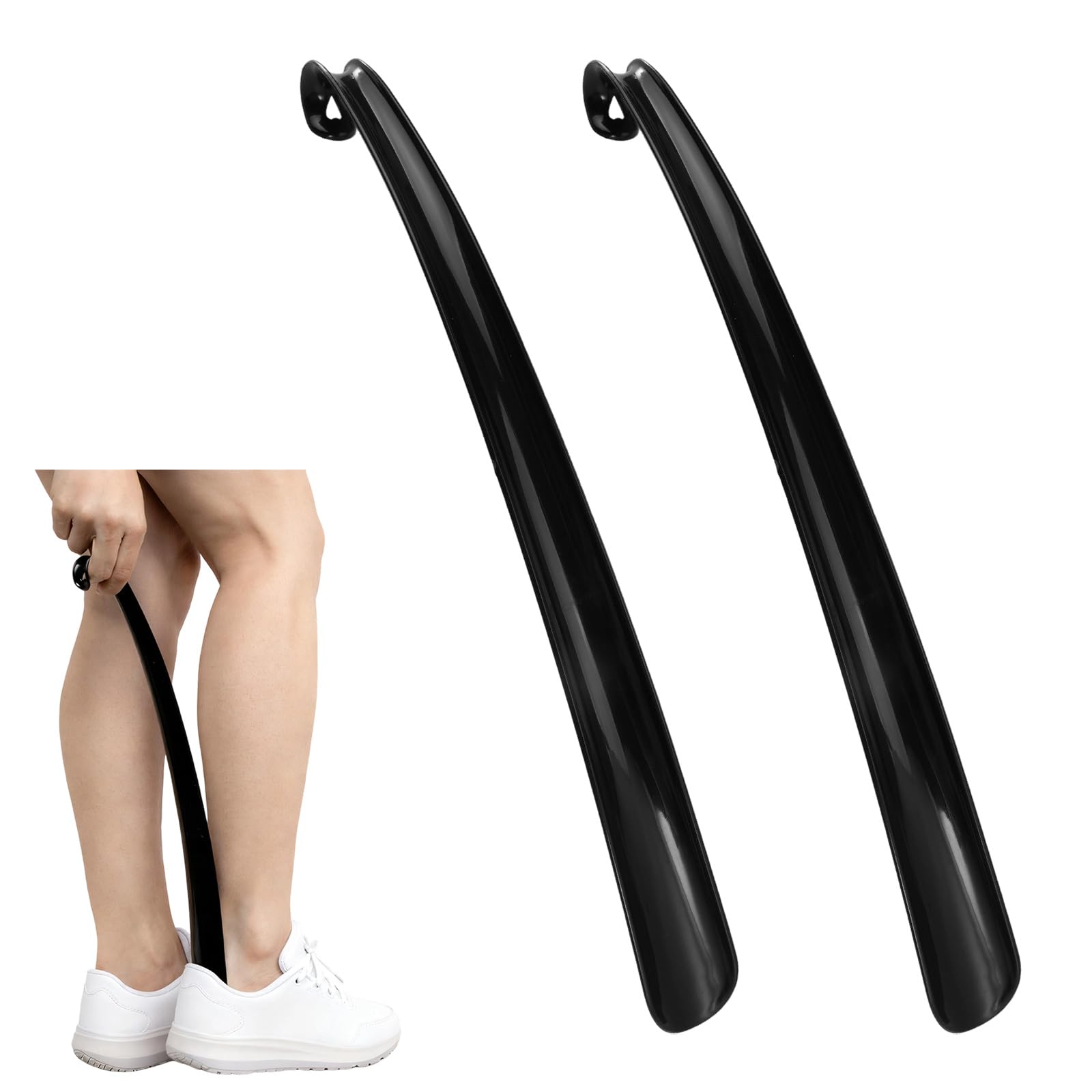 2 Piezas Calzador de Zapatos de Plástico,Calzador Largo 43 cm,Ergonómico, Adecuado para Personas Que Pasan Mucho Tiempo Sentadas, Mayores, Mujeres Embarazadas y Con Ligeras Molestias de Espalda