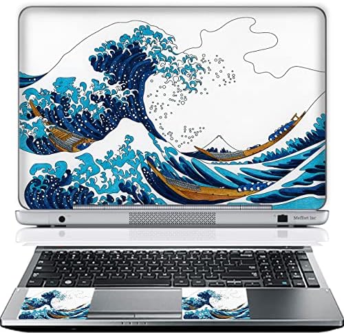 15 15.6 Inch Laptop Skin Sticker Cover Premium Sticker Cover Art Decal Decorative (Included 2 Wrist Pad Skins) - Great Wave