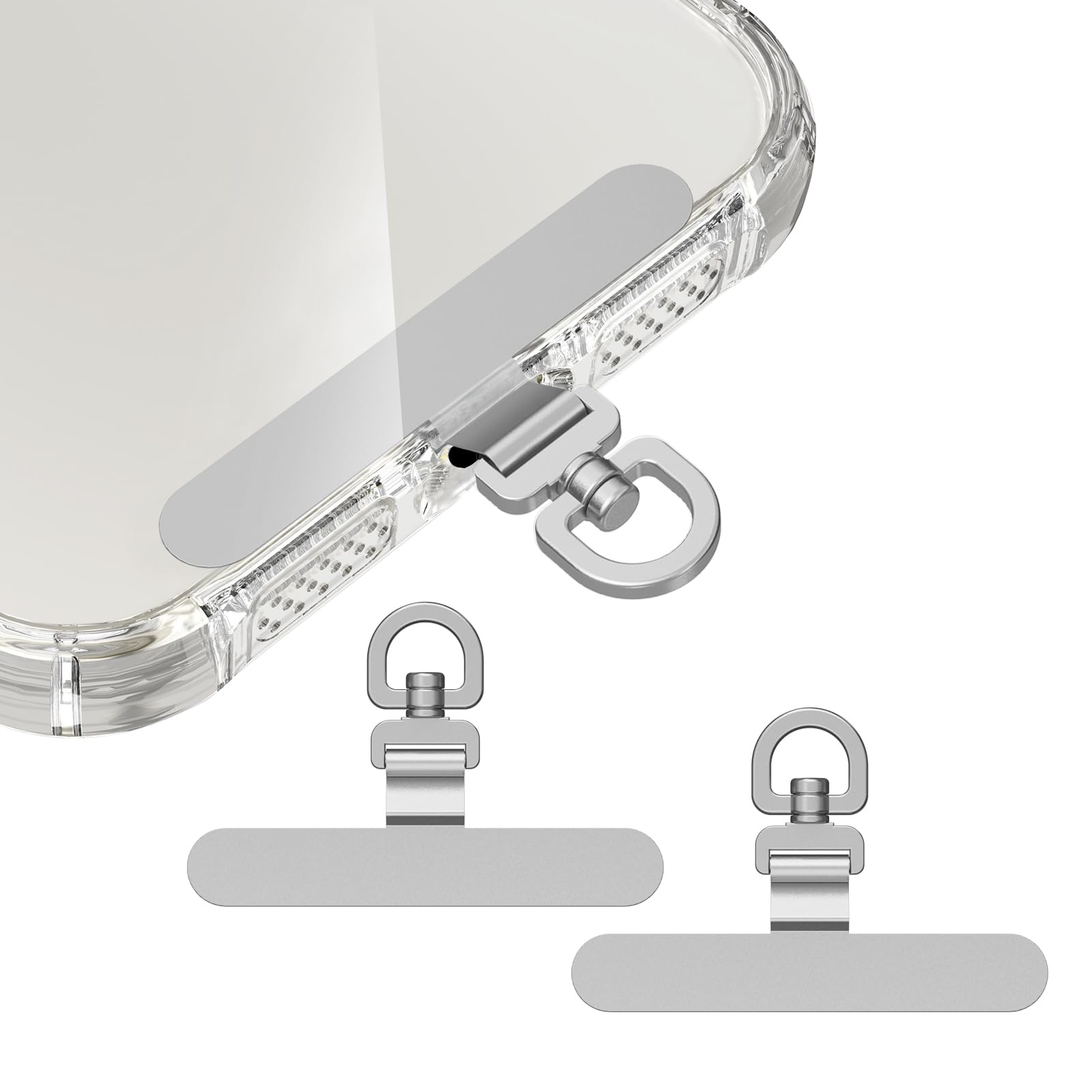 2個入り Heptour スマホ ストラップホルダー 極薄0.2mm 浮きにくい設計 ステンレス製 薄型 丈夫 全機種対応 充電干渉なし 落下紛失防止 2PCS (シルバー)