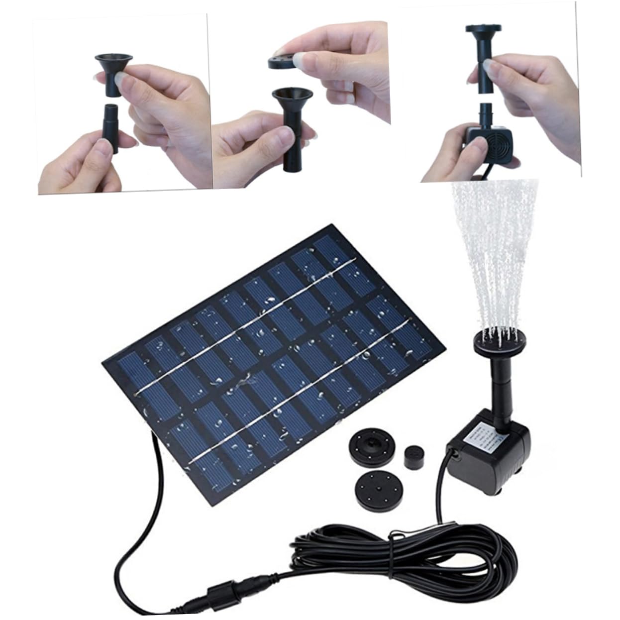 Pompa Fontana Solare per Laghetto 9v 1, 8w in Vetro Temperato