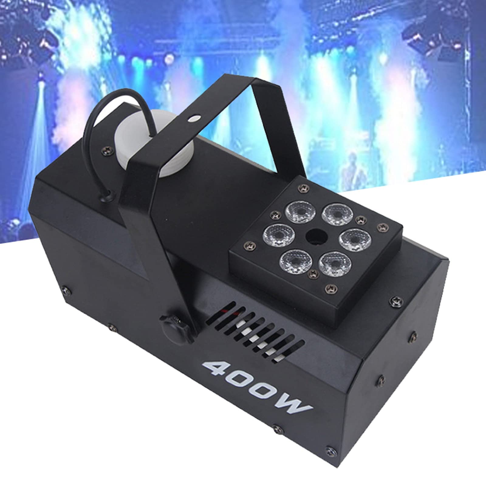 Wytwornica mgły, wytwornica dymu na imprezę o mocy 400 W z 6 diodami LED RGB, wysokość strumienia 3 m, przewodowy i bezprzewodowy pilot zdalnego sterowania Wytwornica mgły o dużej wydajności