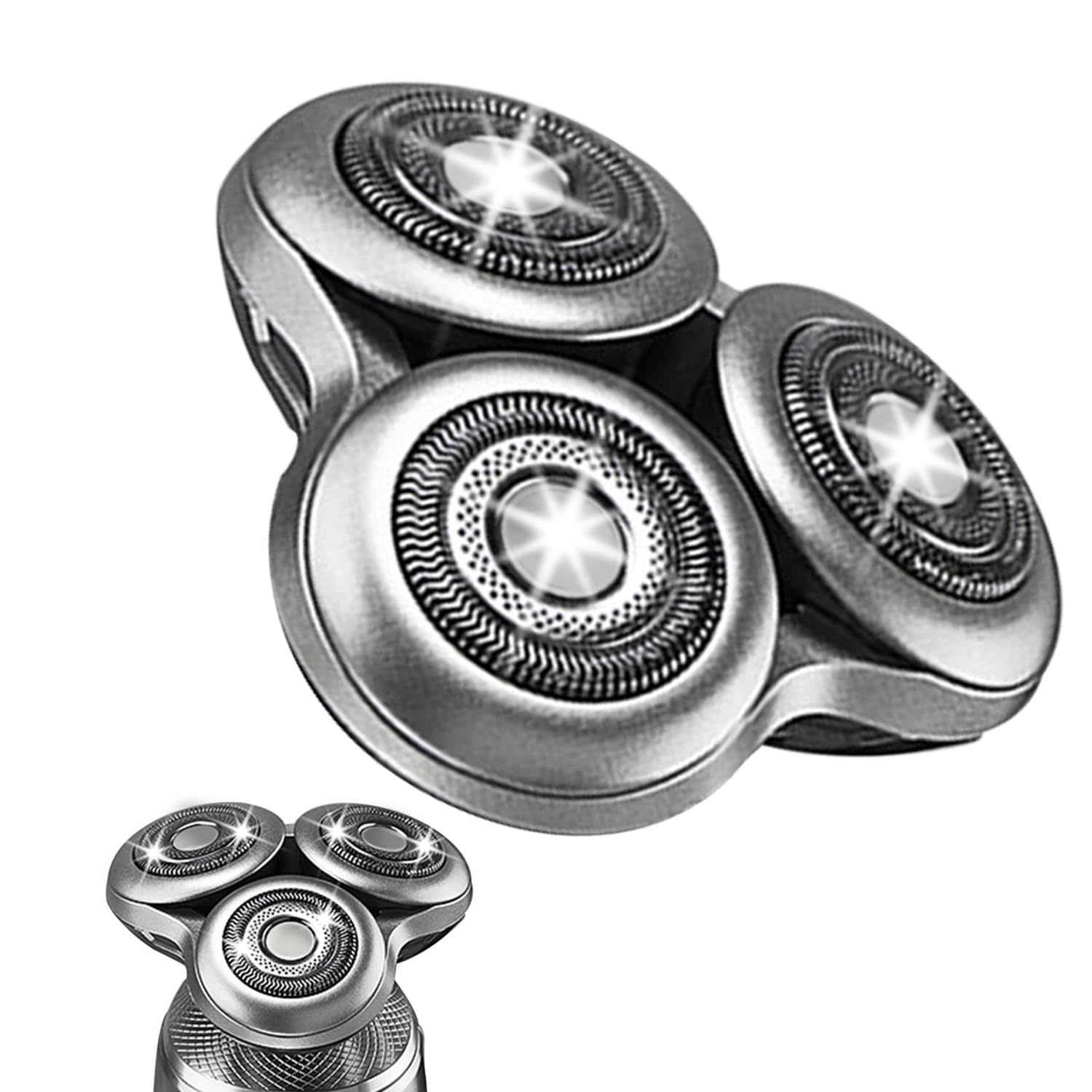SH98 Komplett Ersatz Rasierkopf, kompatibel mit Philips Norel * o Serie 9000 Rasierkopf, Präzisionsrasierkopf mit Metallhalter und Doppelschichtklingen, mit Reinigungsbürste, Silber