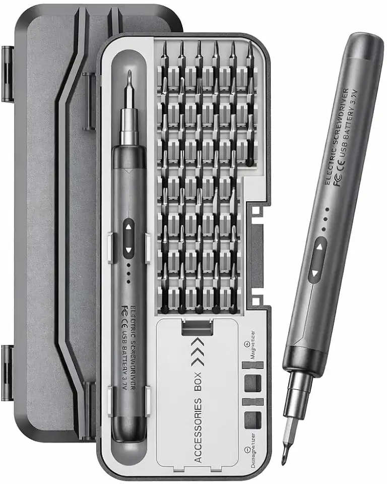 Kit Chave de Fenda Elétrica de Precisão 46 em 1 Recarregável USB com Bits Magnéticos – Ferramenta Profissional para Celular, Notebook e Eletrônicos