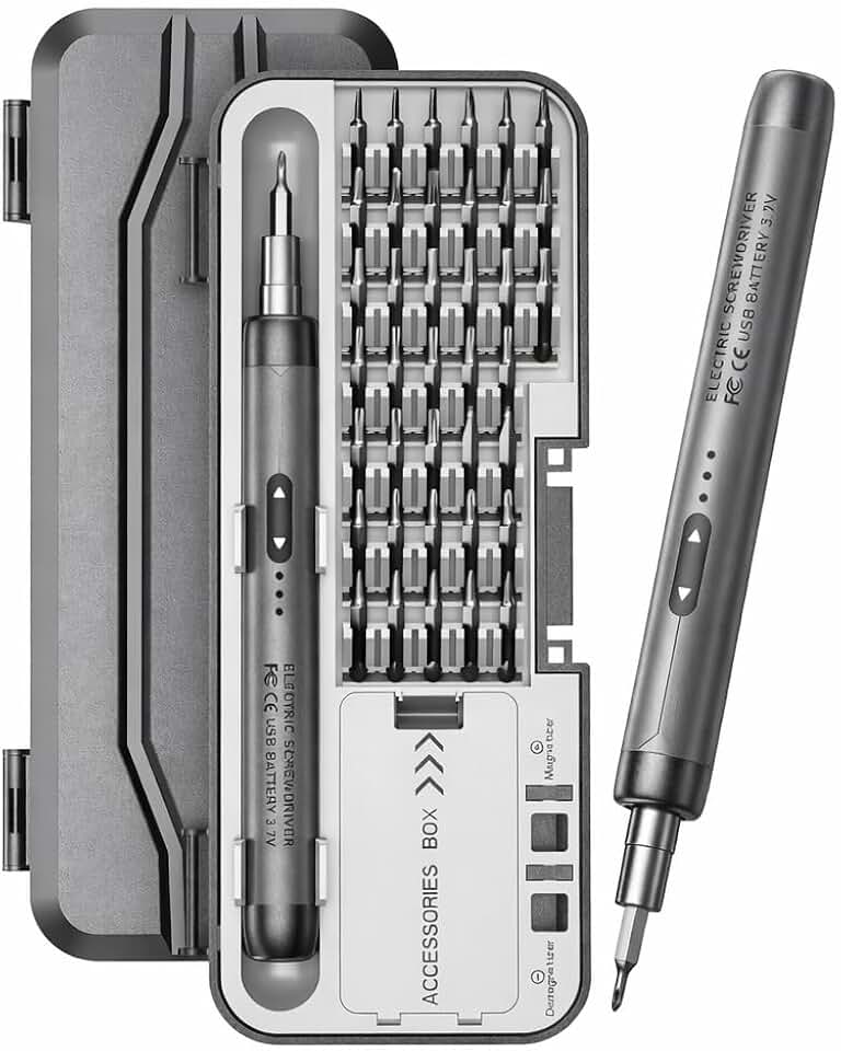 Kit Chave de Fenda Elétrica de Precisão 46 em 1 Recarregável USB com Bits Magnéticos – Ferramenta Profissional para Celular, Notebook e Eletrônicos