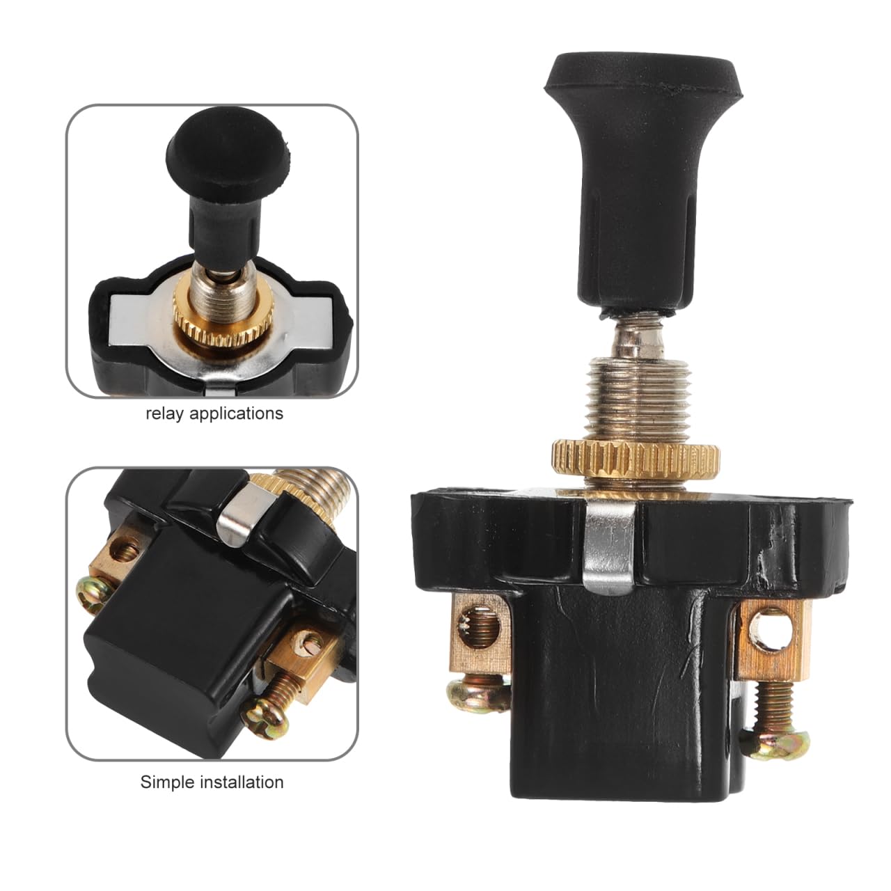 iplusmile Interruttore Fari a Tirante 12V Universale Per Auto E Camion Push Pull Manuale in Metallo PVC ABS