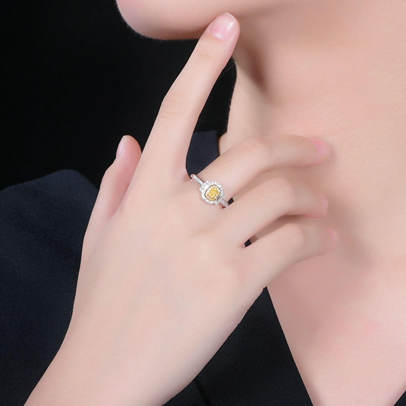Uomo Anello Fedina Oro Bianco 9K / 14K / 18K 750, Rettangolo con Diamante da 0,17ct, Anello Fidanzamento Giallo Argento Uomo