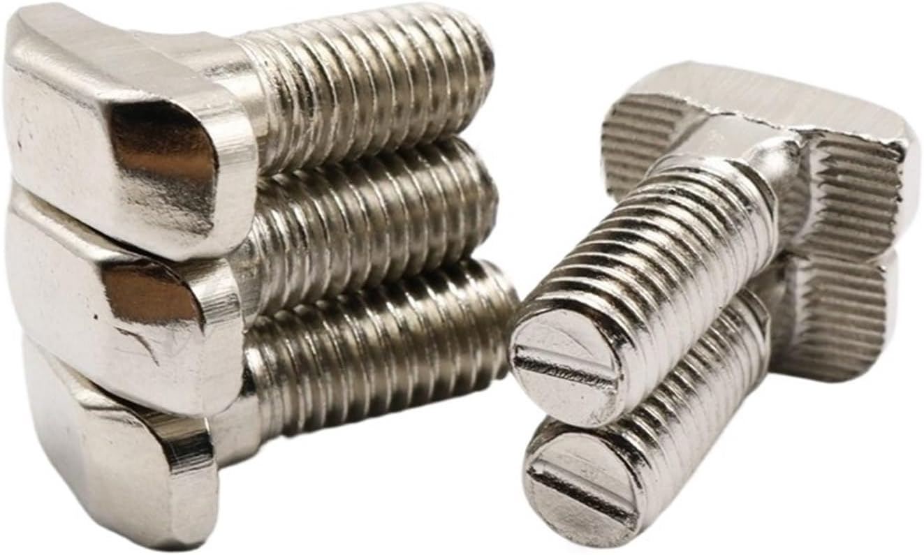 T-Head Bolts Hammer Head Bolt t Screw 10pcs 3030 Series M6*12/16/20/25/30mm M8*16/20/25mm Hammer Head T Bolt Screw Nickel Plated for 3030 Aluminum Profile T-Slot M6x20mm(M6x25mm)