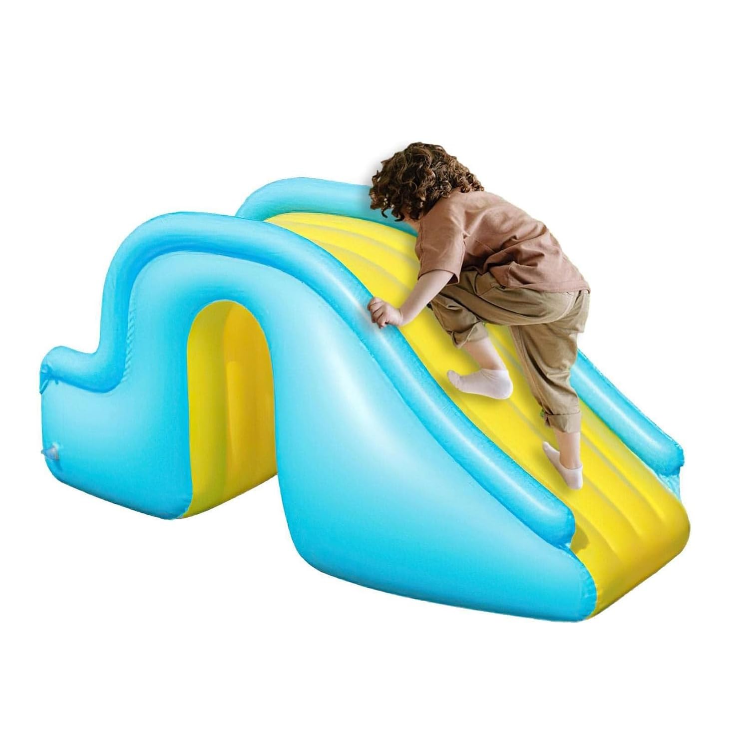 Toboggan Gonflable, Pataurette Toboggan, Compact Anti-basculement Toboggans de Piscine Parc Aquatique avec Pompe À Air Incluse, Extérieur Été Plaisirs pour Enfants