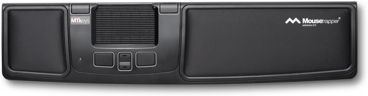 Mousetrapper Advance 2.0 Ergonomic USB Trackpad with 6 Customizable Macro Keys and Wrist Rests for Mac or PC - Black (New Model)