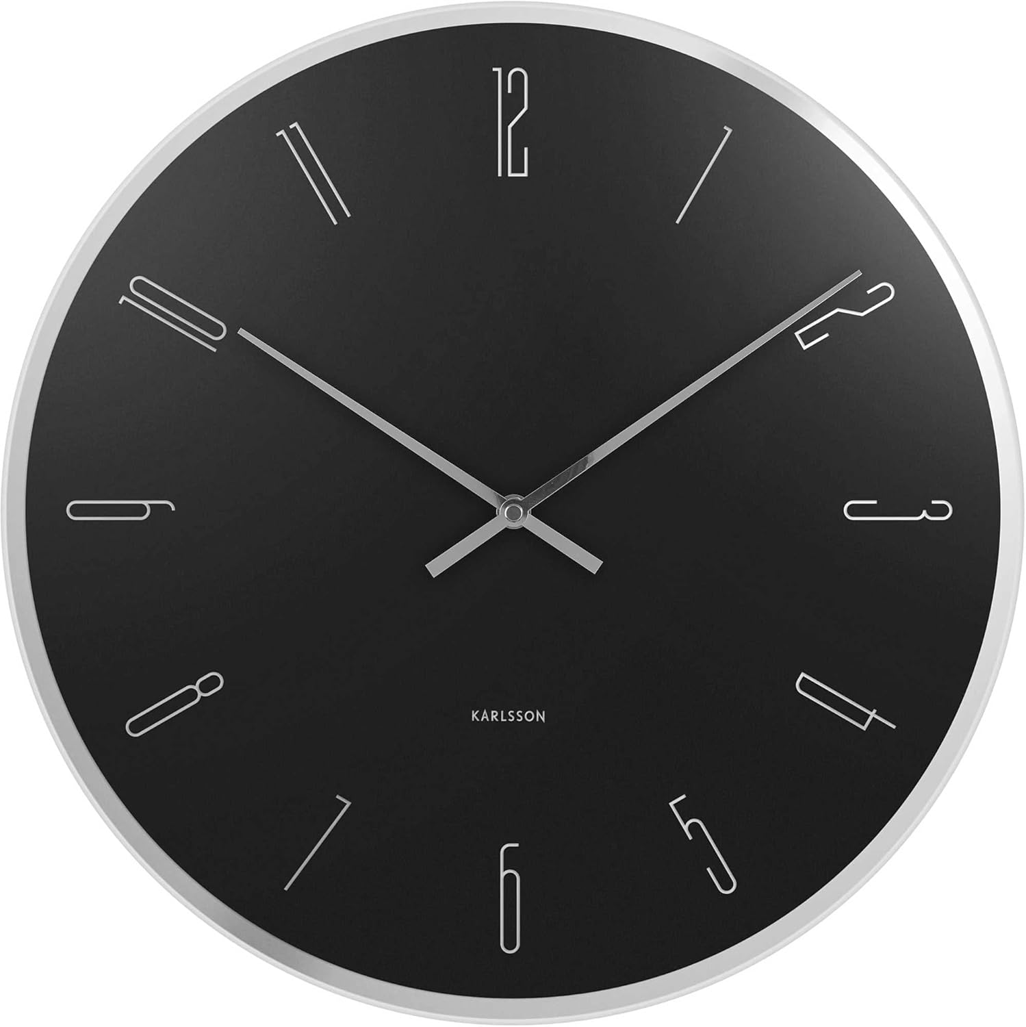 Karlsson Mirror Numbers Wall Clock Metal / Glass Black Diameter 40 cm
