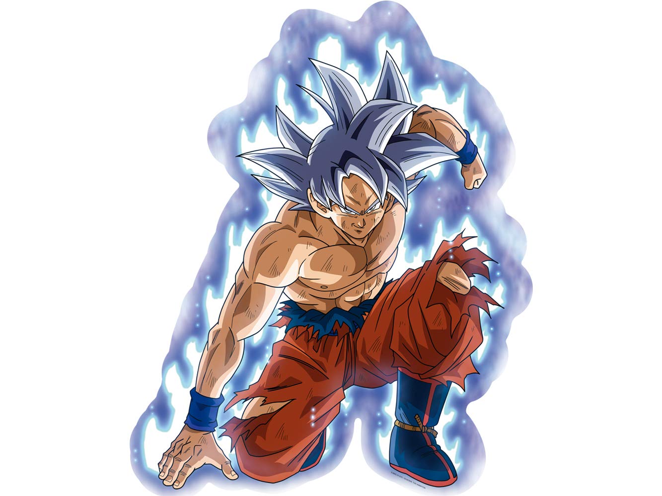 Oedim Vinyle Mural Taille réelle Dragon Ball Super Goku Ultra Instinct Produit Officiel Plusieurs mesures Vinyle pour Murs Produit Original Vinyle adhésif Mural Décoration intérieure DBS 94x110cm