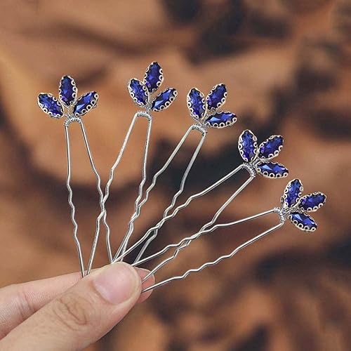 Casdre Crystal Bride - Horquillas para el pelo de boda, accesorios para el cabello de boda, para mujeres y niñas (paquete de 5) (azul B)