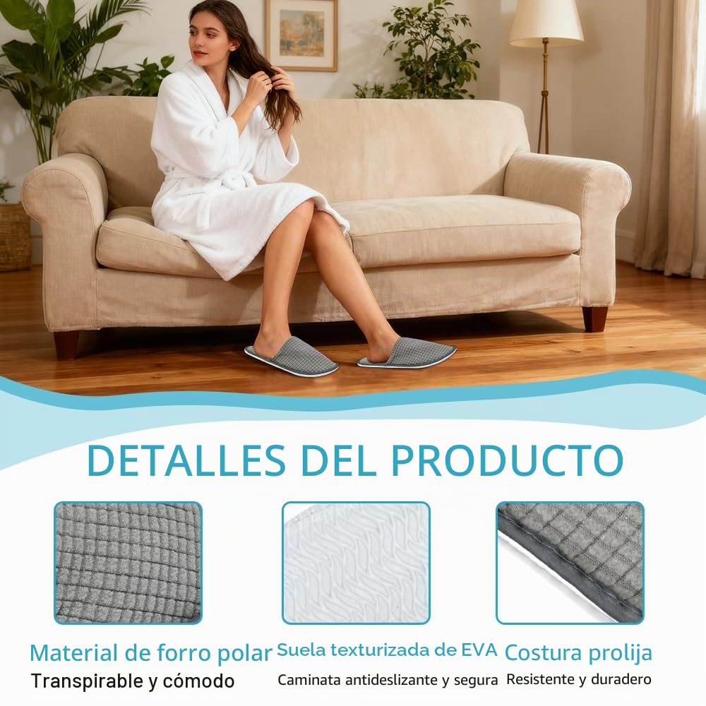 10 Pares Pantuflas Desechables Invitados, Zapatillas de casa InvitadosLavables, Pantuflas para Invitados para Hombre y Mujer, Zapatillas Antideslizantes para Hotel Spa Casa - Talla EU 36-44