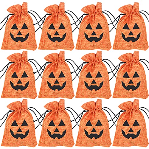 Ewanda store 50 Pcs Halloween Burlap Bags,3.9'x5.5' Burlap Candy Bags Goodie Treat Bags with...