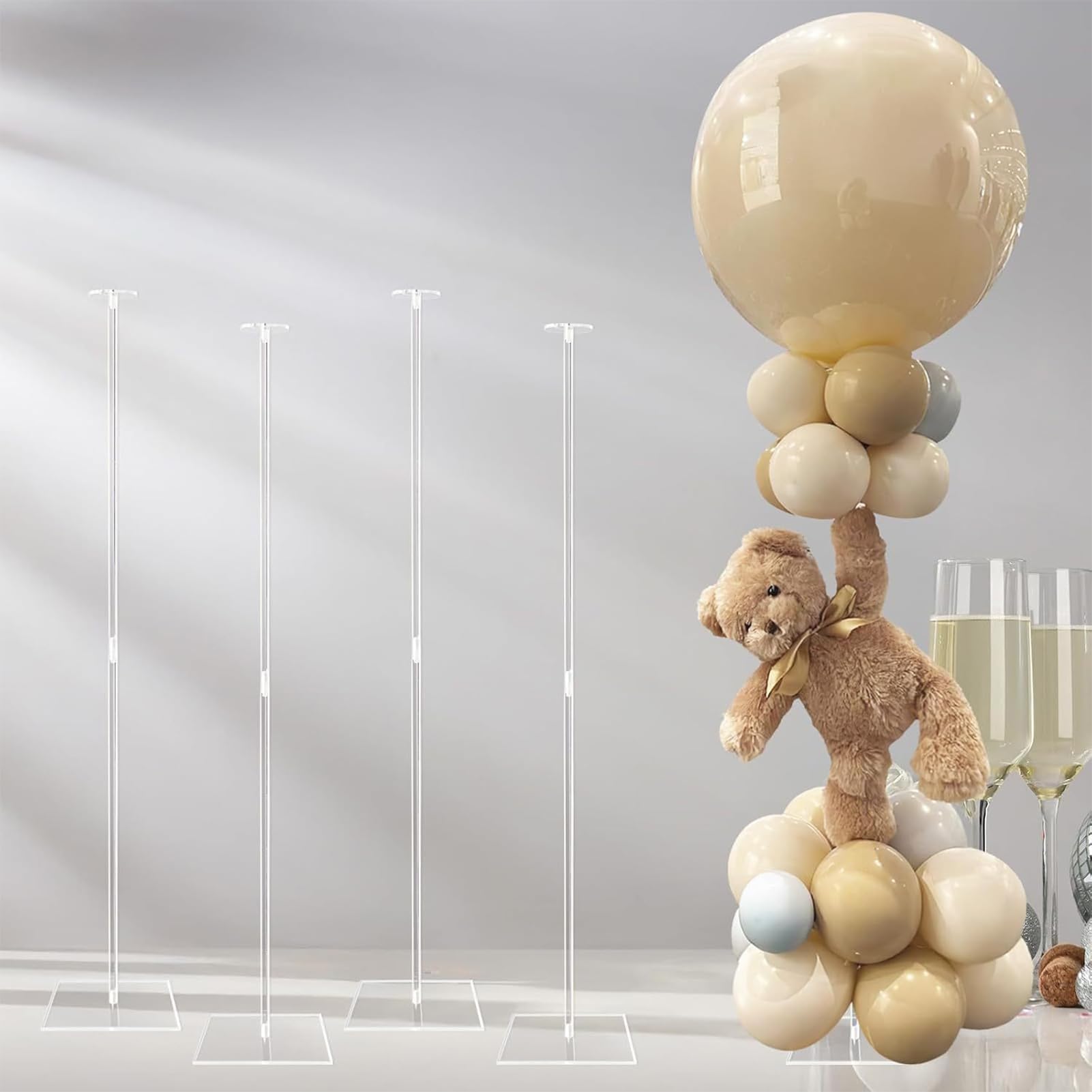 Tischballonständer – transparenter Ballonständer aus Acryl, 80 cm, 4 Stück, transparent, für Events, Hochzeiten, Geburtstage, Partys, Dekorationen