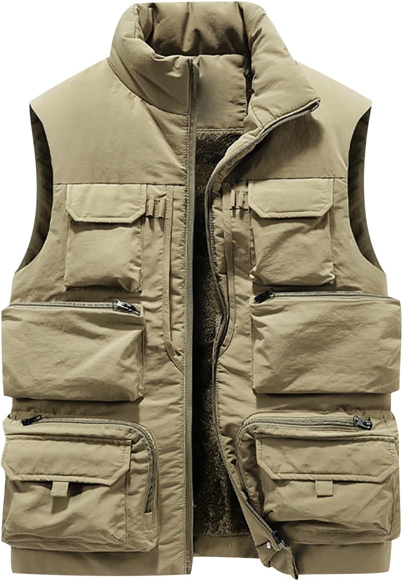 YGSIKY Gilet D'hiver Pour Homme, Gilet Pour Homme, Doublure Polaire,Cardigan Sans Manches Avec Col Montant, Veste Sans Manches,adapté Au Cyclisme, à La Course, à La Randonnée,au Travail (Blau,M