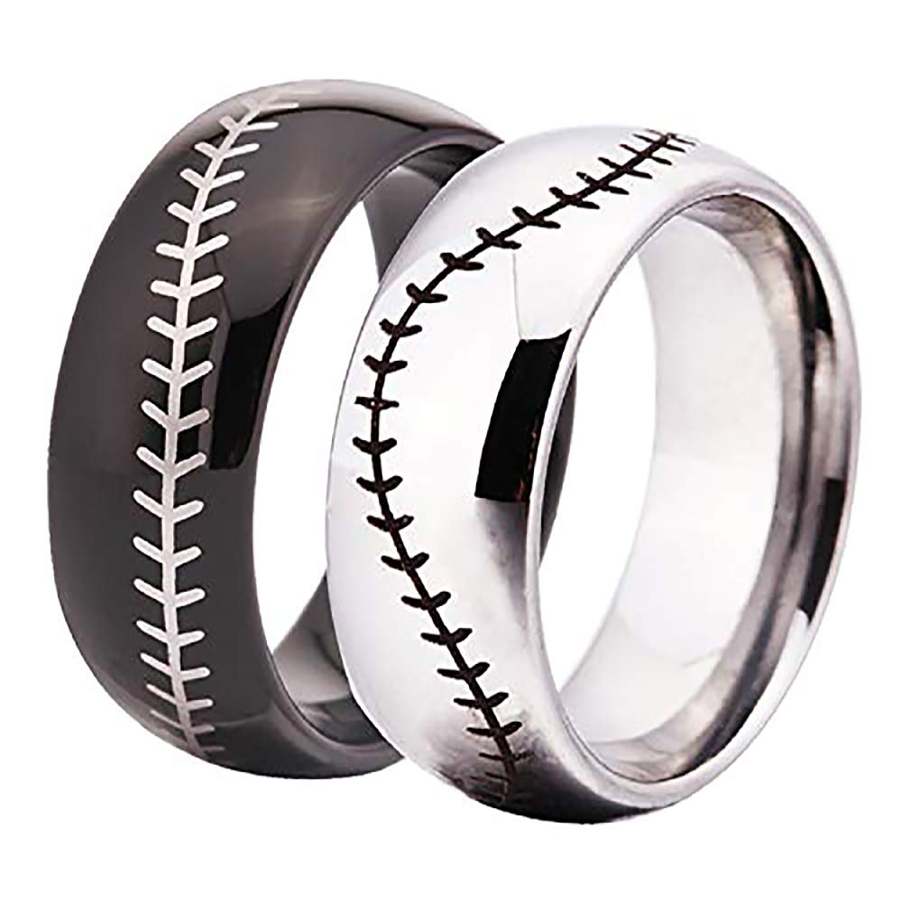 CLOUD DANCER Sports Ring -Symbology Baseball Engraved Ring 8mm Domed Tungsten Carbide Ring Wedding Ring and Engagement ring-Free Engraving Inside
