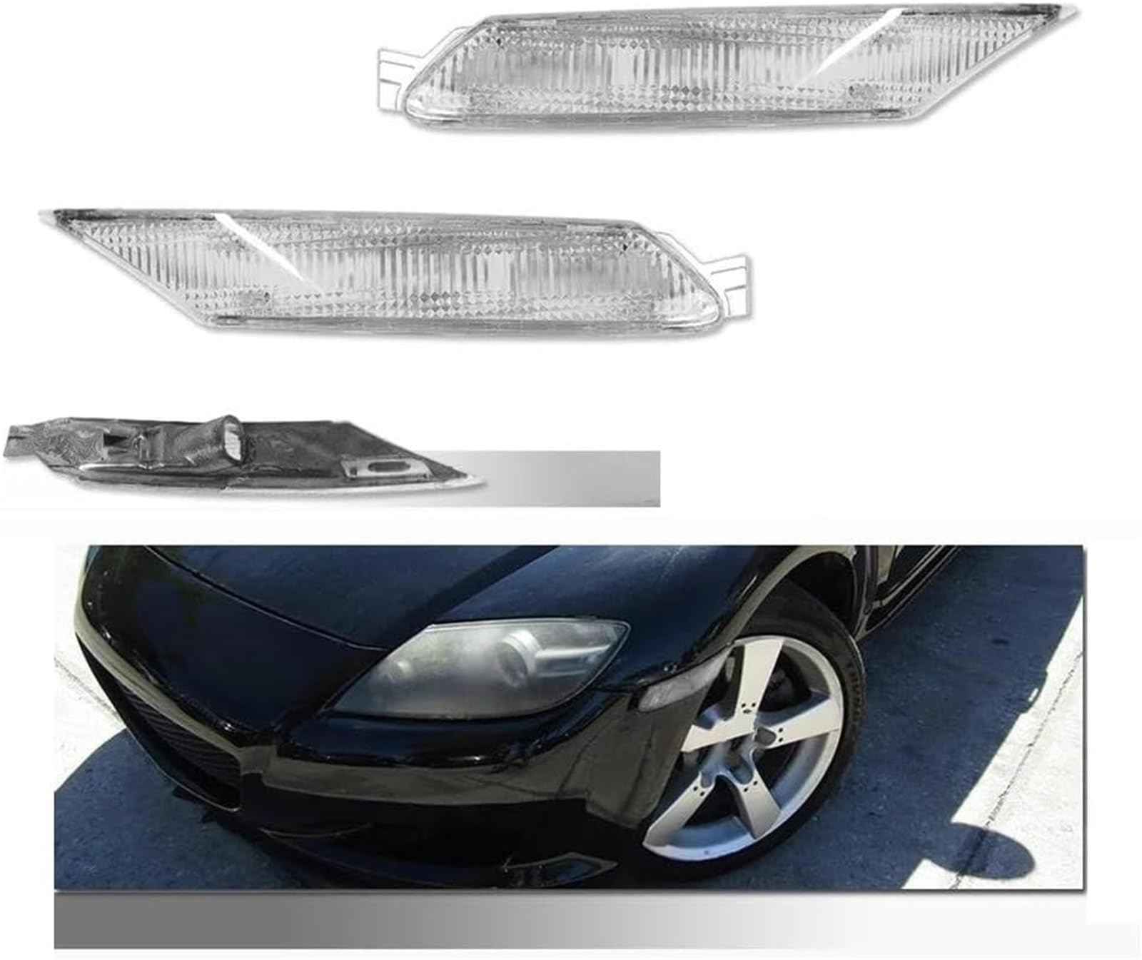 Auto-Seitenlichter Vorne Für Fender Side Marker Licht Gehäuse Für Mazda RX-8 2004-2008(Weiß)