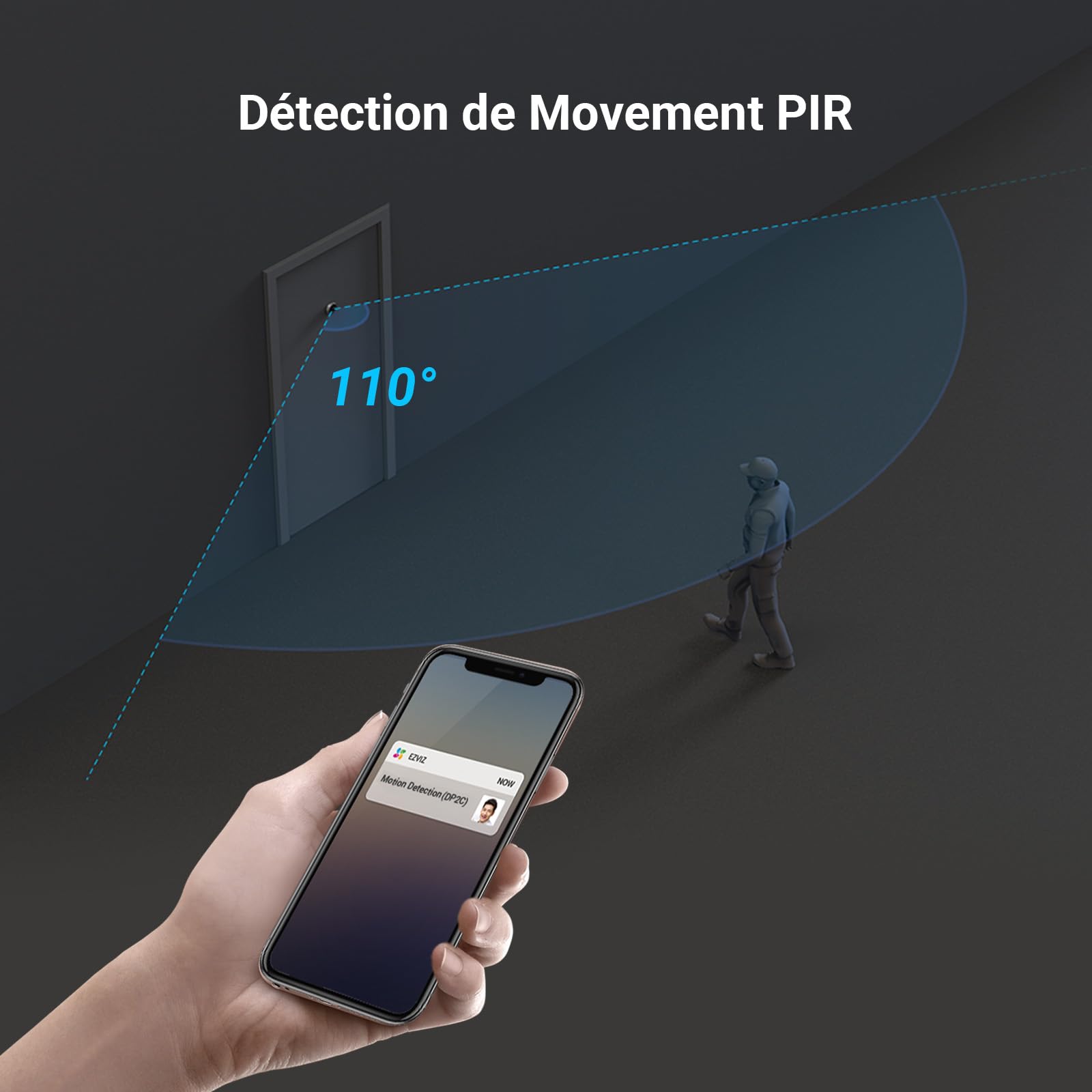 EZVIZ DP2C 1080P Visiophone Connecté Interphone Vidéo avec Moniteur 4.3 Pouces, Détection de Mouvement PIR, Audio Bidirectionnel, Vision Nocturne 5m