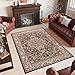 Produktbild TAPISO Laila Teppich Klassisch Orientalisch Kurzflor Schwarz Braun Creme Floral Medaillon Ornament Wohnzimmer Schlafzimmer 120 x 170 cm