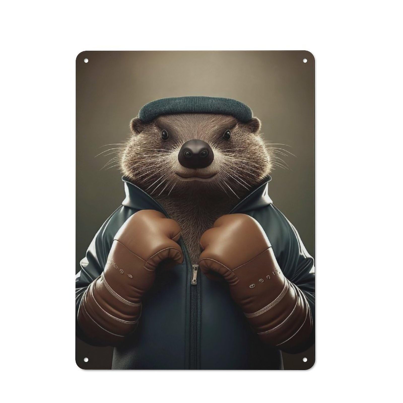 Classic Funny Beaver Animal Boxer Metal Gift Sign 40x30cm, Small Space Decor for Home, Shop, Pub Or Studio Wall