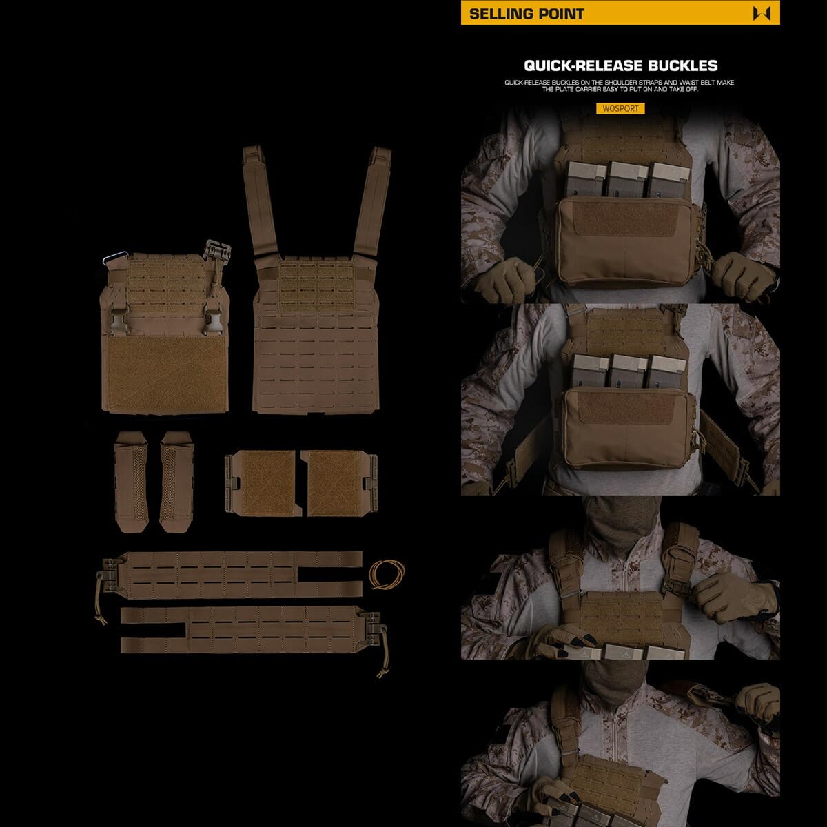 Amazon | WoSporT ARC Design プレートキャリア V2 MOLLE WolfGray