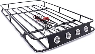 LCX Racing 1/10th RC Crawler Car Metal Roll Cage Luggage Tray Roof Rack for Axial SCX10 II 90046 TRX4 Redcat Gen8 Scout II, Upgrades Parts Accessories