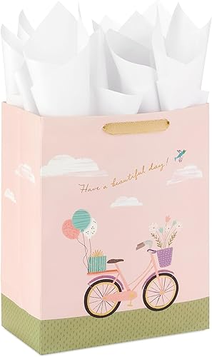 Miniatura 1 de Hallmark Bolsa de regalo grande de 13 pulgadas con papel de seda, 130, rosa, morado, verde azulado, dorado