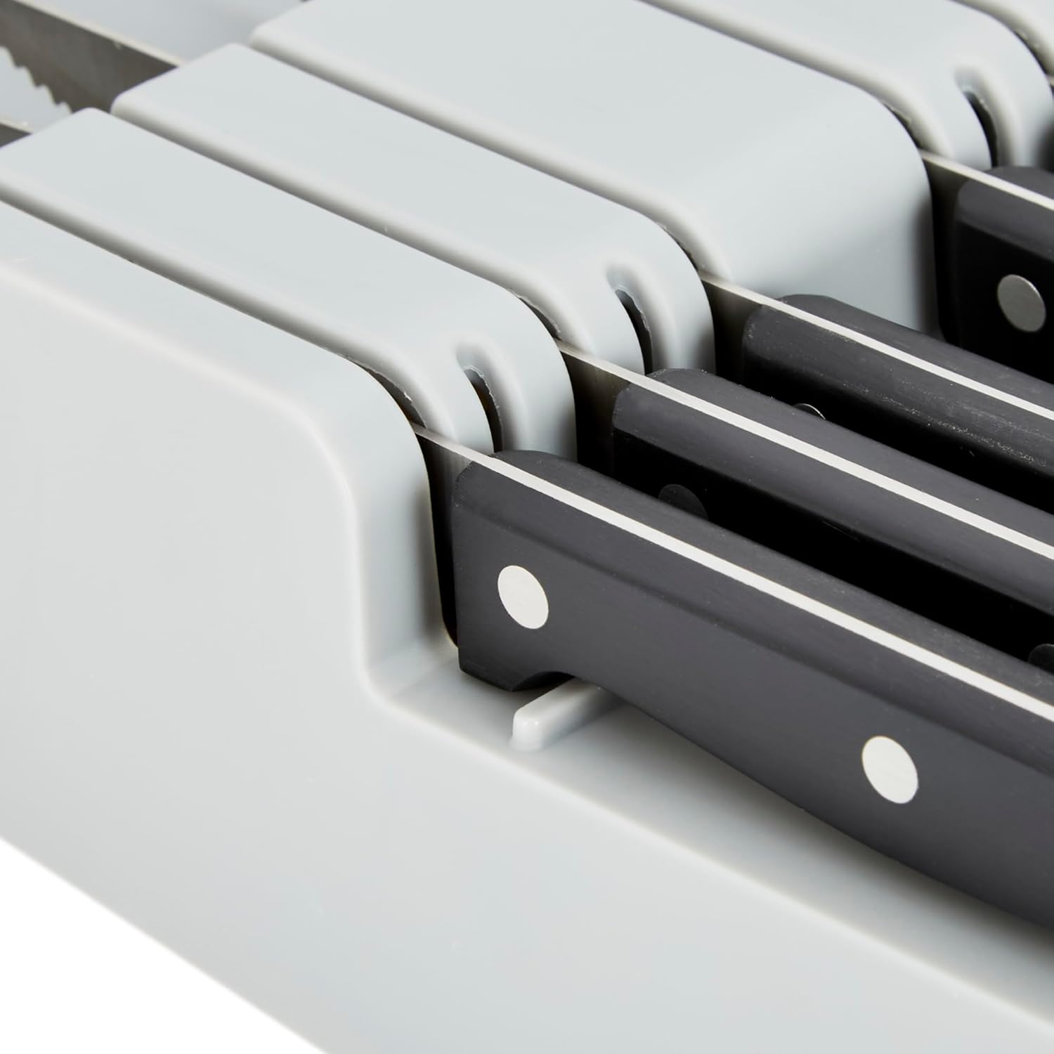 GoodCook Knife Set High Carbon Stainless Steel Full-Tang Kitchen Knives with in-Drawer Storage Block, Set Includes Six Serrated Steak and Santoku Bread Paring and Utility Knives, 12-Piece Set, Black