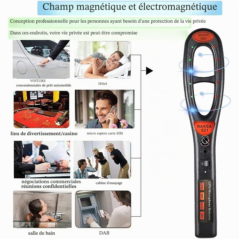 021 Scanner de sécurité portable GPS pour détecter le signal RF et le détecteur magnétique