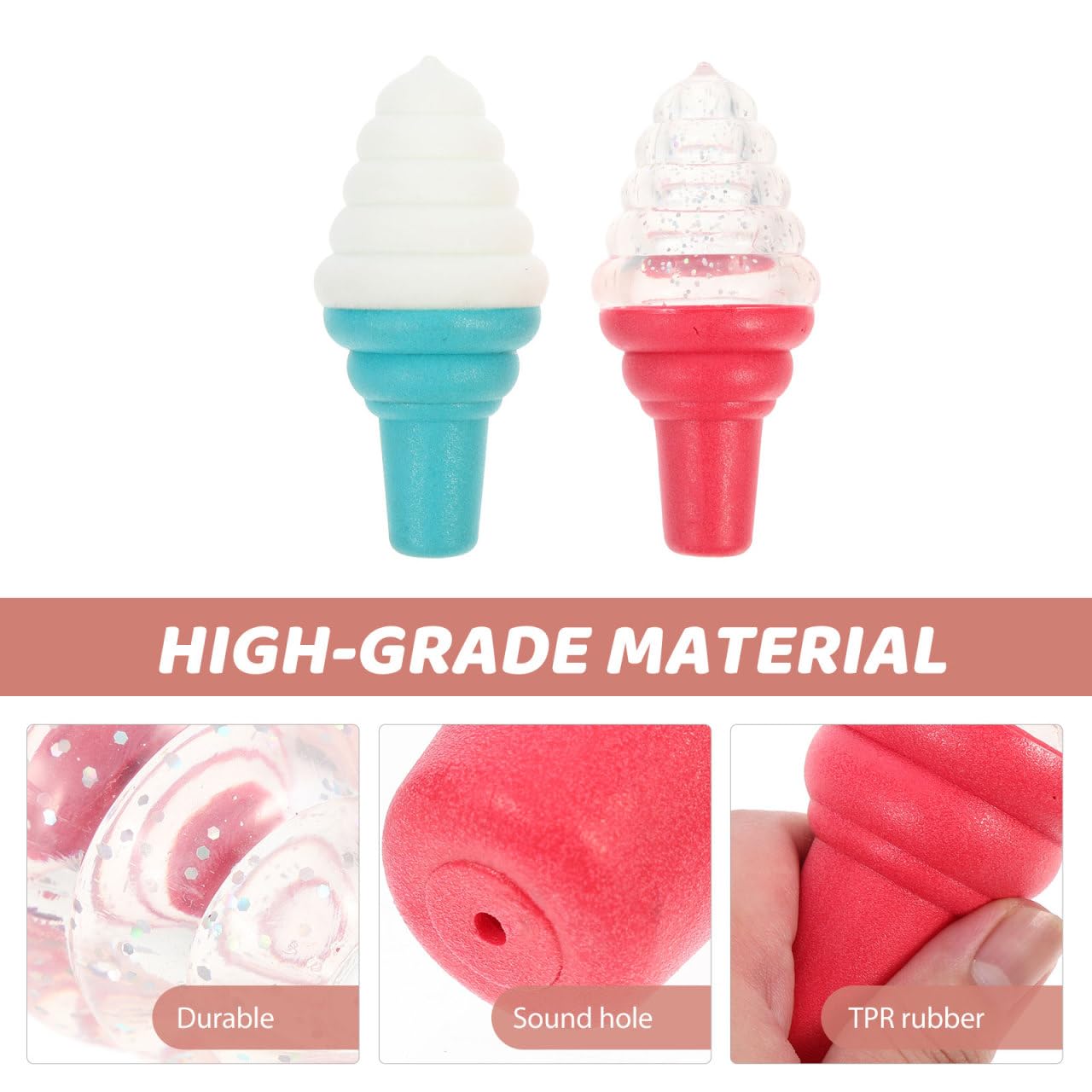 UKCOCO 2pcs Ice Cream Shaped Bite Resistant Pet Interactive Teething for Dogs Fun Creative Design for Indoor Squeaky Dog Chew for Pool Land Activities Random Color - Image 4