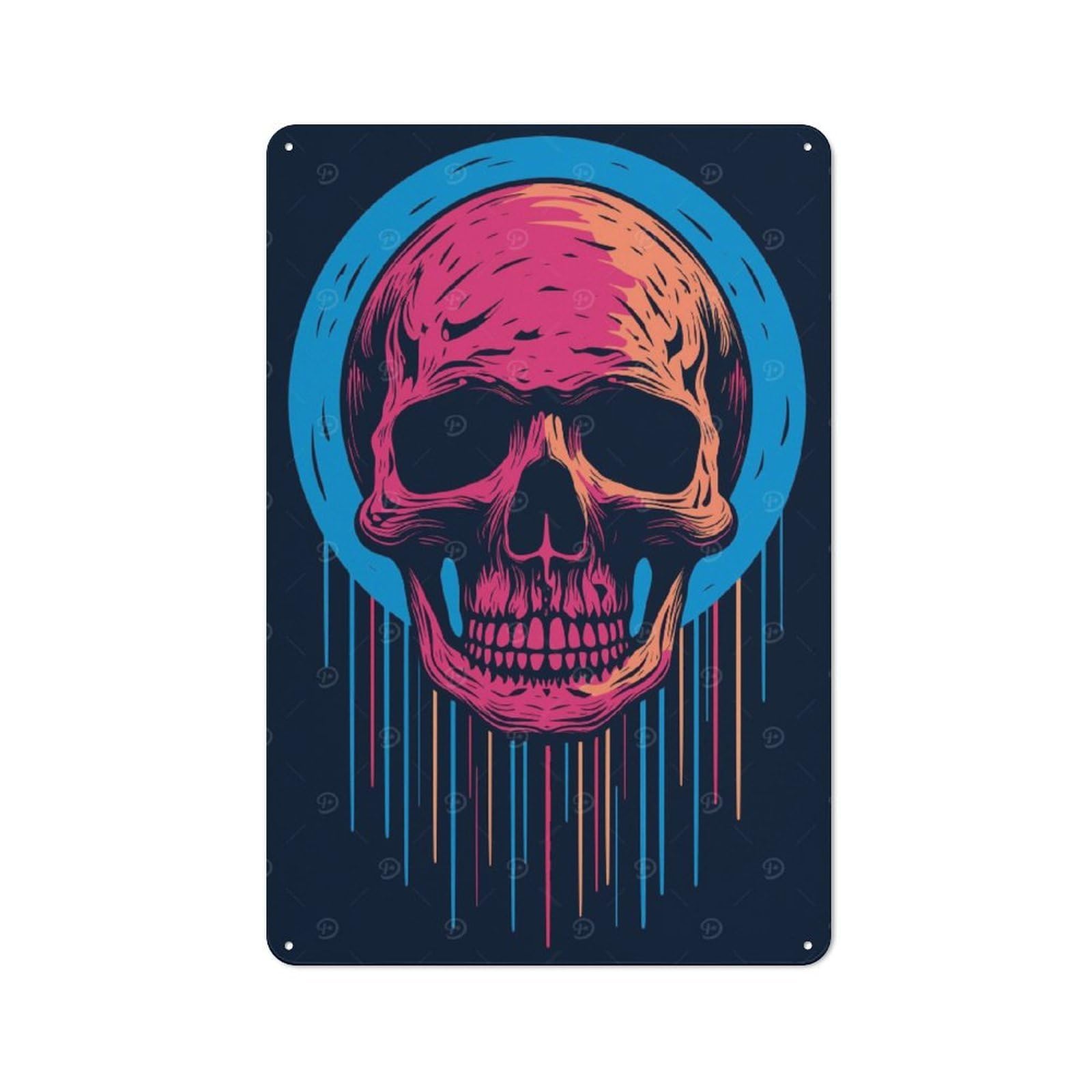 Junmoney Skull Retro Halloween Metal Sign 30X20cm With For Pub Or Café, Vintage Decor, For Metal Sign Collectors, For Garage And Workshop Walls
