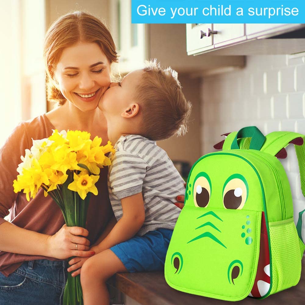 AGSDON Dinosaur Backpack for Boys, 12" Toddler Preschool Kids Bookbag, Cute Animal Kindergarten Schoolbag - Image 2