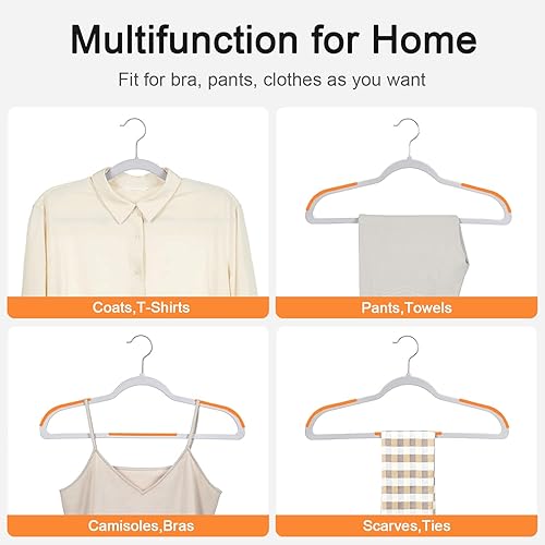 Miniatura 6 de VECELO Paquete de 25 perchas de ropa, colgador de plástico antideslizante, gancho giratorio de 360 y ahorro de espacio para armario de dormitorio,