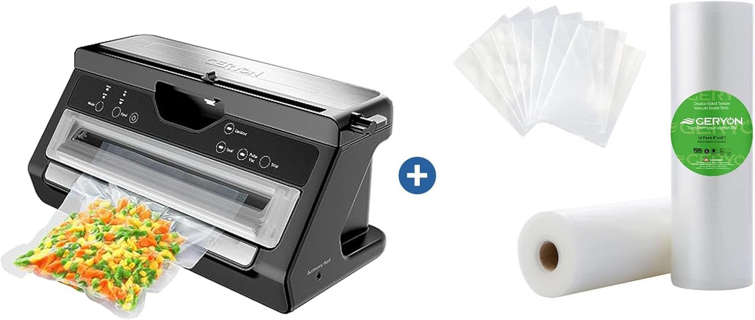 GERYON Deluxe Food Sealer Machine with Builtin Bag Cutter
