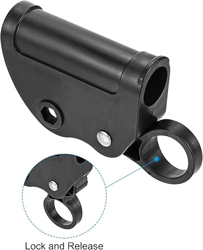 Miniatura 4 de PATIKIL Bisagra de pestillo de asiento para silla de salón, 1 juego de piezas de repuesto para sillas de playa plegables de campamento, color negro