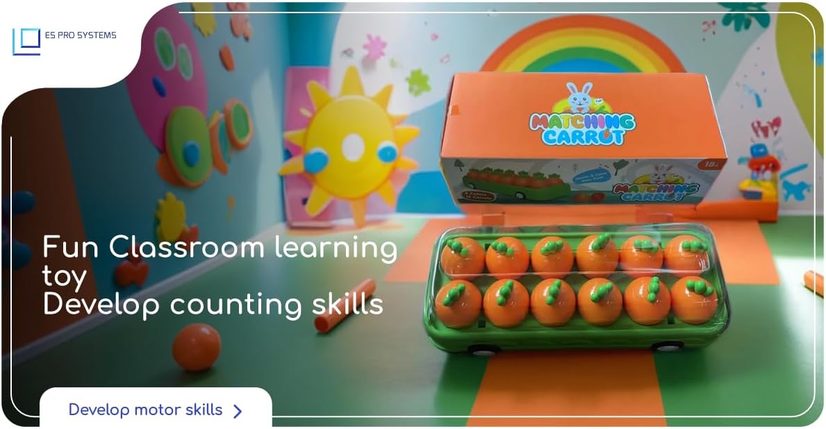 Montessori Carrot Matching Toy for Toddlers | 6 Colors, 12 Carrots | Educational Sorting & Counting Game Idea for Kids | Trick-or-Treat Alternative Learning Toy