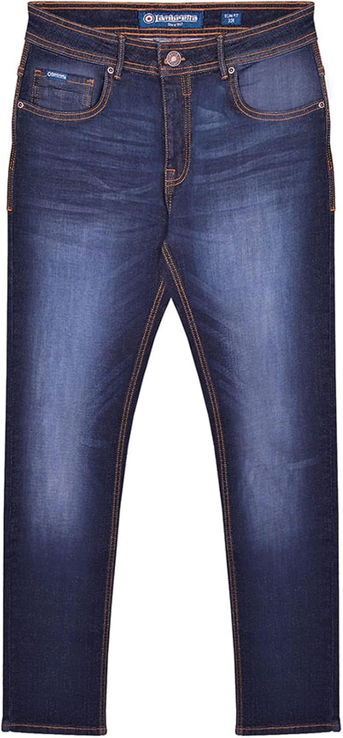 Lambretta Mens Stafford Slim Jeans (36L) (Mid Blue)