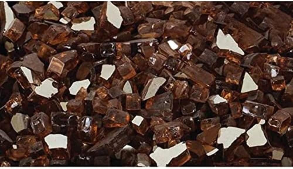 Pleasant Hearth OFR701PA Amber Tempered Glass Rocks for Fireplaces & Gas Fire Pits - 10 lbs.