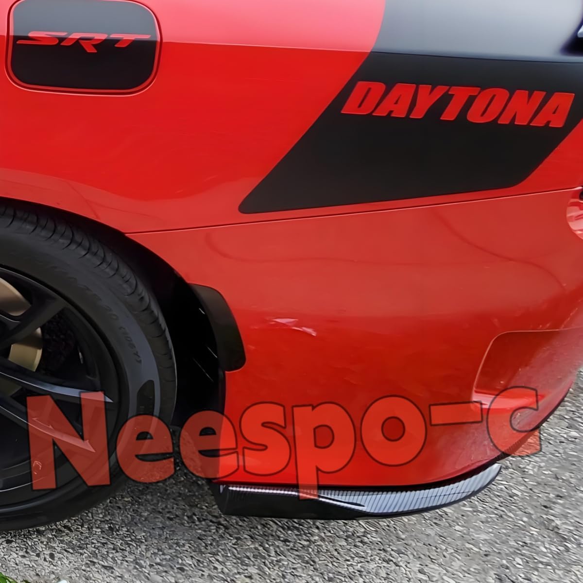 Rear Bumper Spoiler Lip Diffuser Splitter Protector Fit for Dodge Charger SRT, R/T 392, GT, Daytona, Scat Pack 2015-2023, Rear Bumper Side Apron Spat Valance Accessories (Carbon Fiber Style)