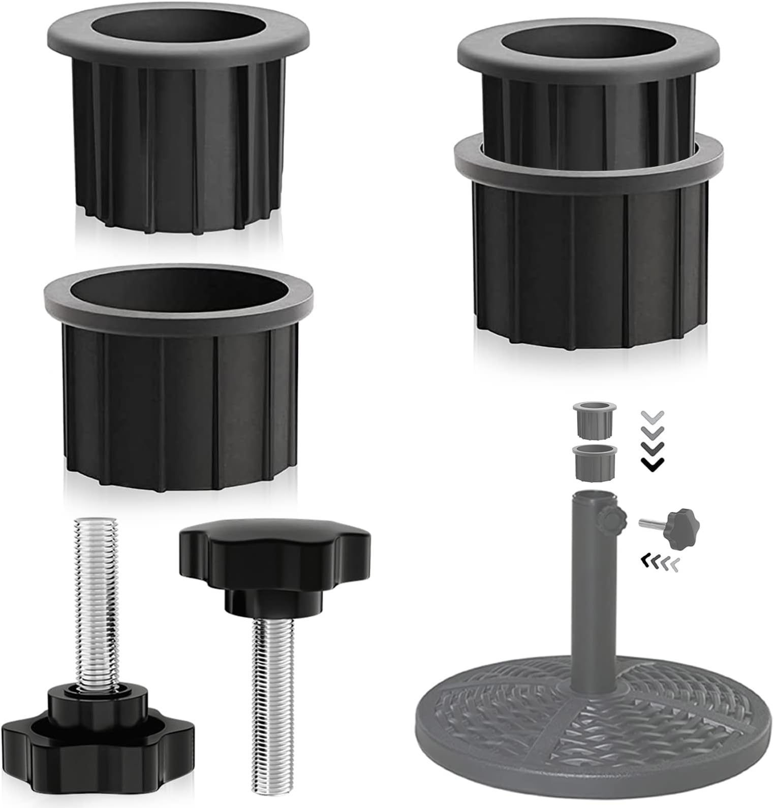 2 Sets Patio Umbrella Base Hole Ring Plug Cover Stand Replacement Parts Black Base Insert Pole Fastening Cap for Old Heavy Umbrella Base