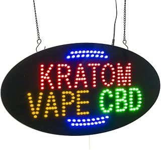 Kratom Vape CBD Sign, LED Dot Signboard for Smoke Shop, Herbal Store and Dispensary Pharmacy, High Bright Business Display with Multiple Flashing Modes, Wall Window Decor for Storefront (19"×9.5")