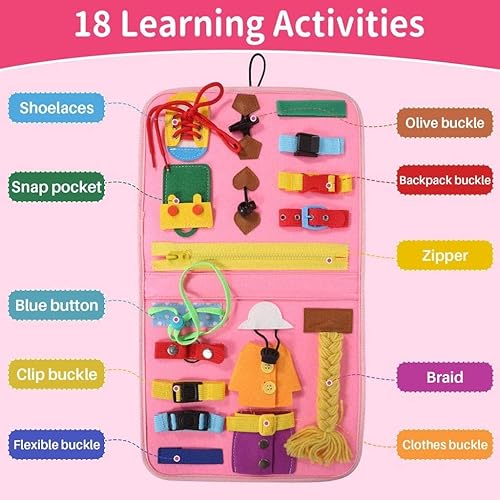 Miniatura 3 de CurryFerry Tablero ocupado Montessori Juguetes para niños pequeños de 3 a 5 años, libro de actividades sensoriales para niños pequeños, juguetes de