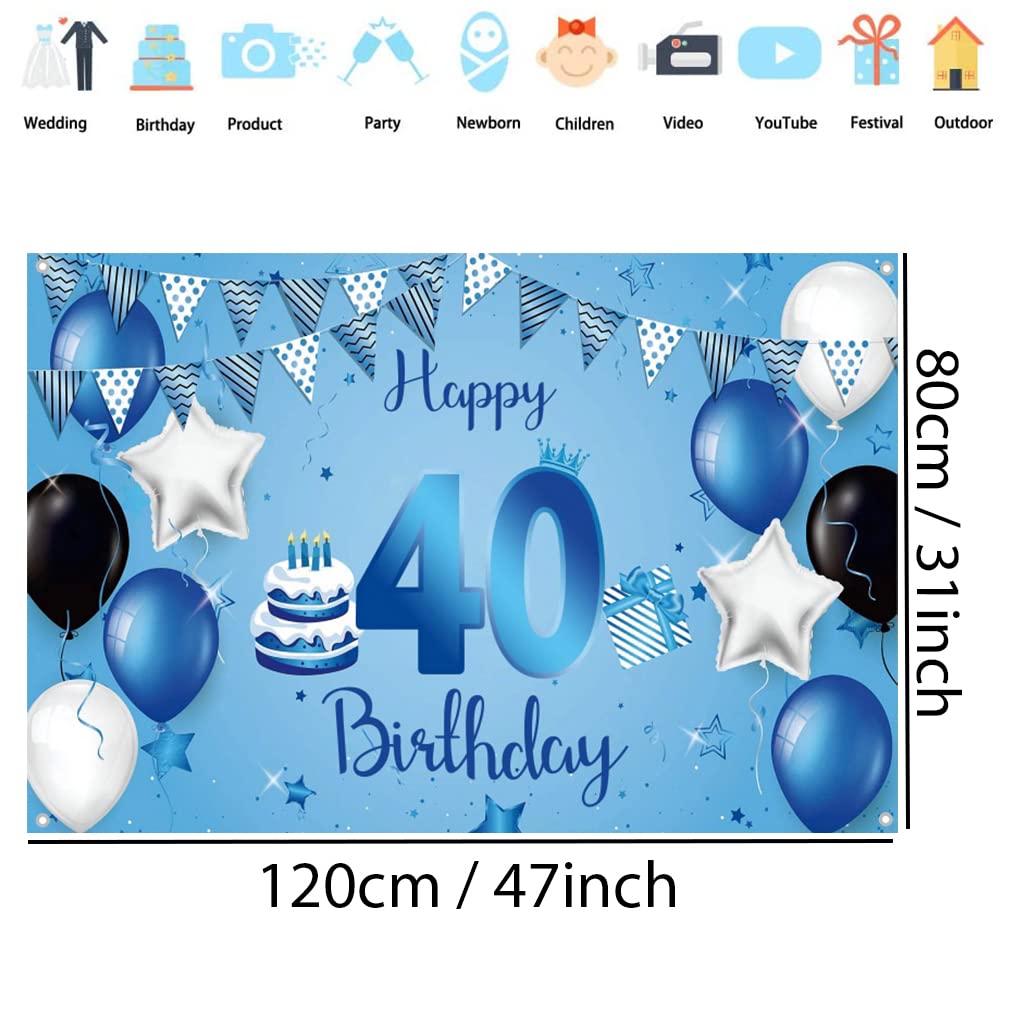 Striscione Per 40° Compleanno Olografico Blu – 3,9 Metri – Per Interni Ed Esterni