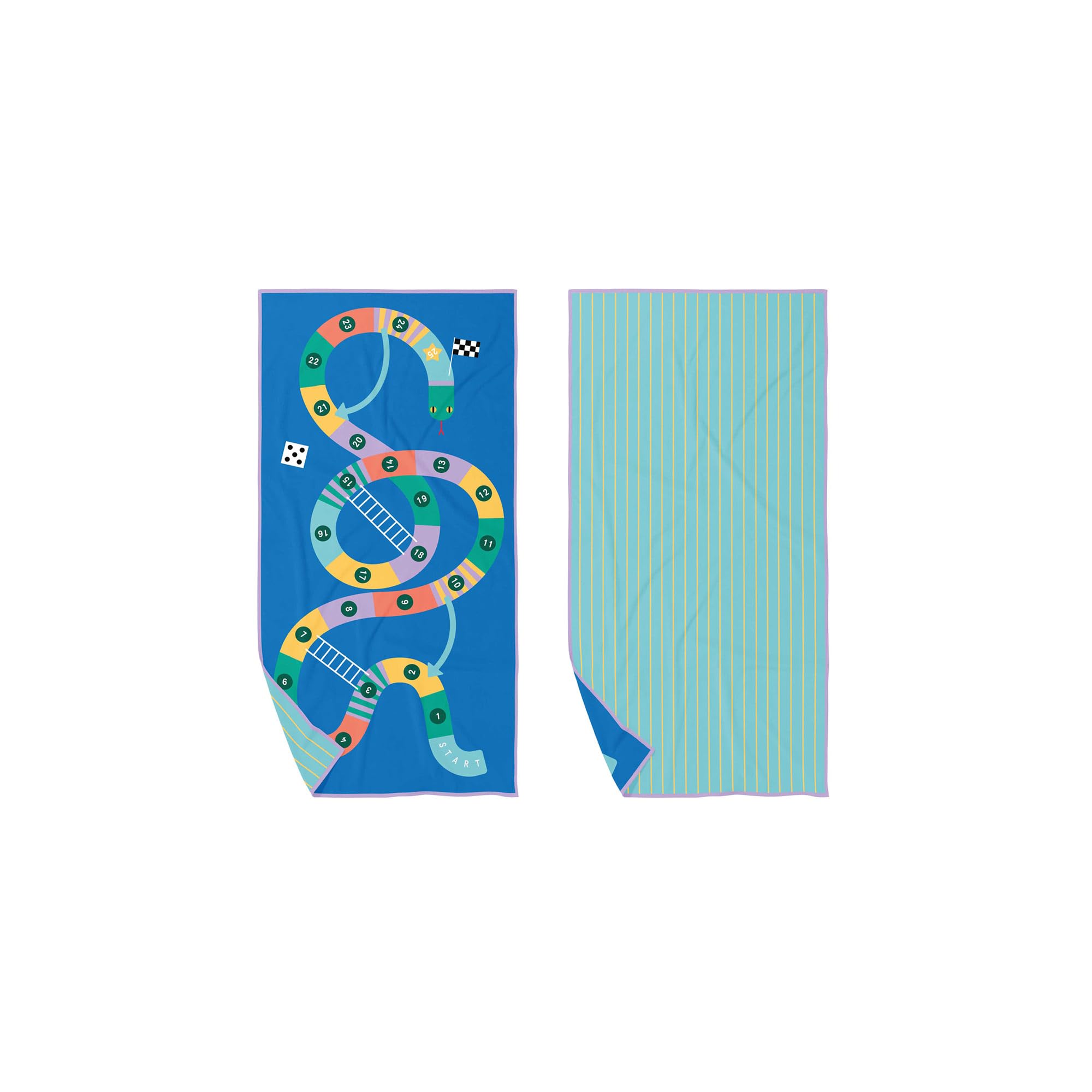 Quut – Strand-/Poolhandtuch für Kinder mit Spiel – Ultraschnell trocknende Mikrofaser, sandfrei – kompakt, leicht (Schlangen und Leitern, M - 140 x 70 cm)