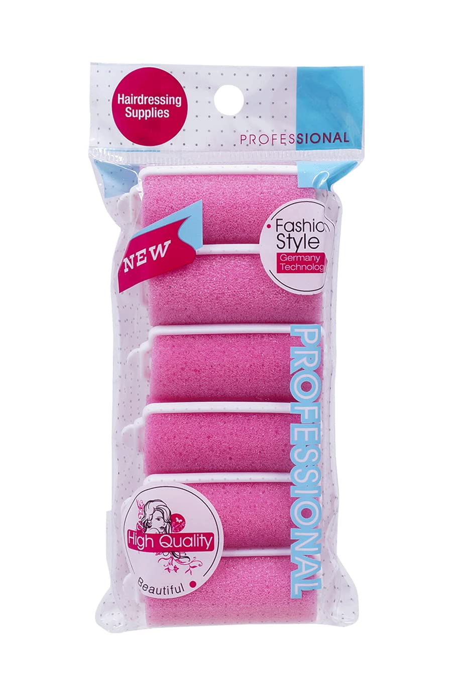 Medium Pink Foam Sponge Hair Rollers 6PC