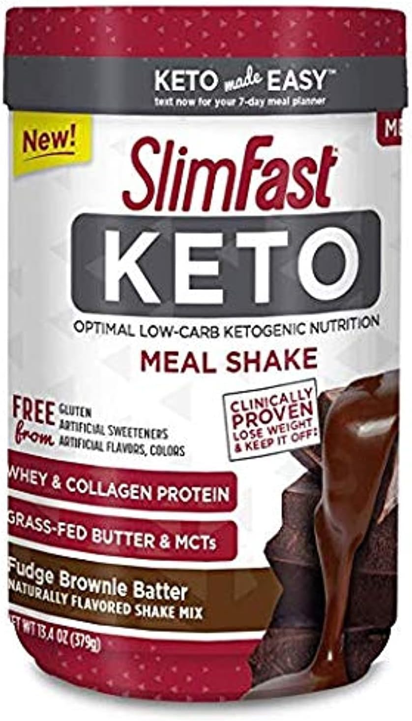 Slimfast Keto Meal Replacement Powder Fudge Brownie Batter Canister (Pack of 2)