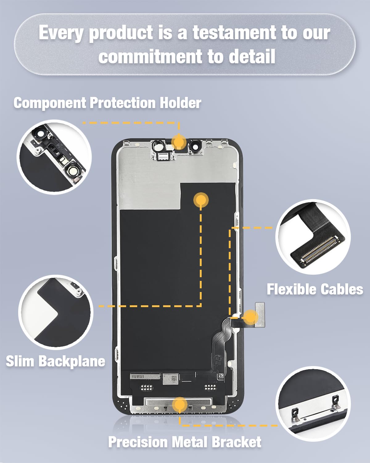 GULEEK Display per iPhone 13, 6,1" LCD Schermo Sostituzione Vetro Touch Digitizer con Kit di Strumenti di Riparazione